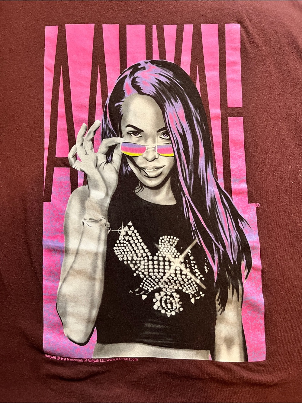 Aaliyah Old Navy Girls Maroon Short-Sleeve Tee with Pink Graphic